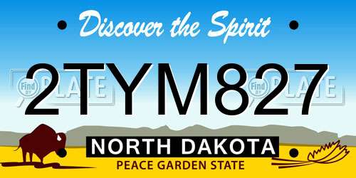 2TYM827 North Dakota License Plate