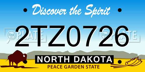 2TZ0726 North Dakota License Plate