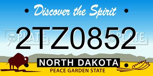 2TZ0852 North Dakota License Plate