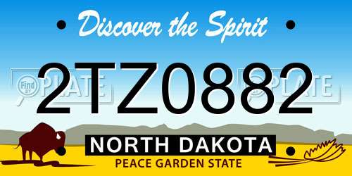 2TZ0882 North Dakota License Plate