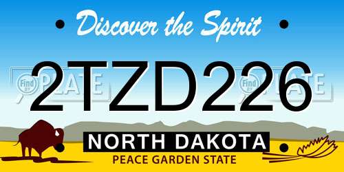 2TZD226 North Dakota License Plate