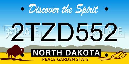 2TZD552 North Dakota License Plate