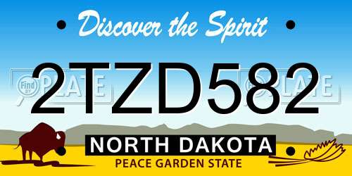 2TZD582 North Dakota License Plate