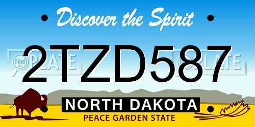 2TZD587 North Dakota License Plate