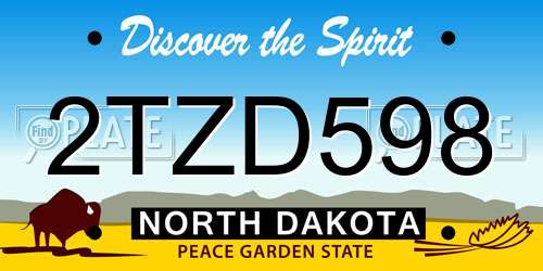 2TZD598 North Dakota License Plate