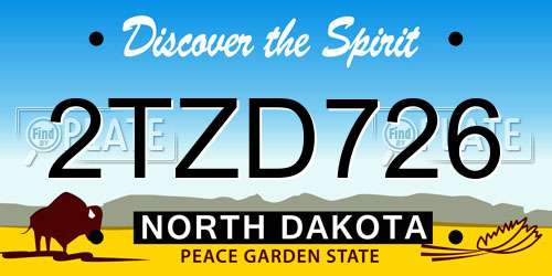 2TZD726 North Dakota License Plate