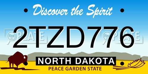 2TZD776 North Dakota License Plate