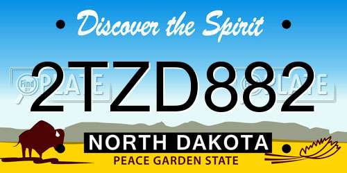 2TZD882 North Dakota License Plate