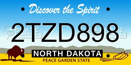 2TZD898 North Dakota License Plate