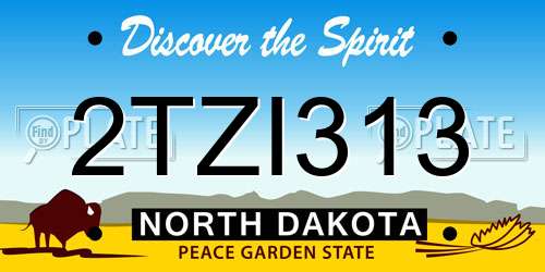 2TZI313 North Dakota License Plate