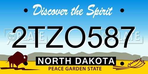 2TZO587 North Dakota License Plate