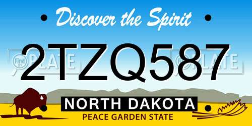 2TZQ587 North Dakota License Plate
