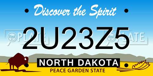 2U23Z5 North Dakota License Plate