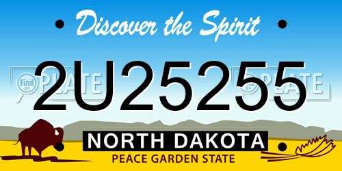 2U25255 North Dakota License Plate