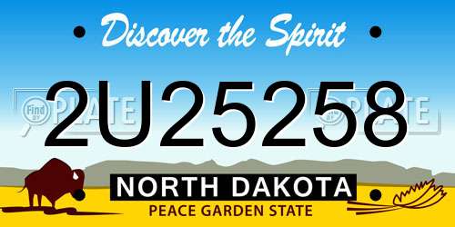 2U25258 North Dakota License Plate