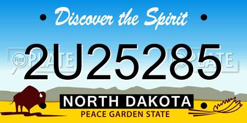 2U25285 North Dakota License Plate