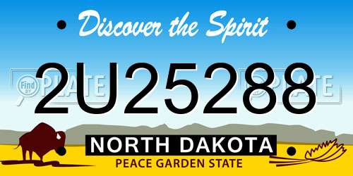 2U25288 North Dakota License Plate