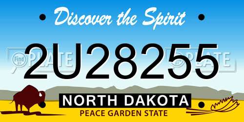 2U28255 North Dakota License Plate