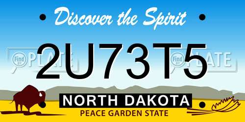 2U73T5 North Dakota License Plate