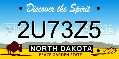 2U73Z5 North Dakota License Plate