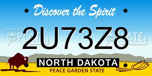 2U73Z8 North Dakota License Plate