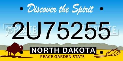 2U75255 North Dakota License Plate