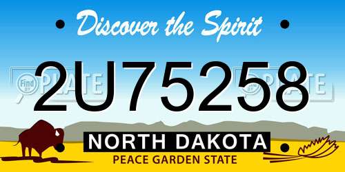 2U75258 North Dakota License Plate