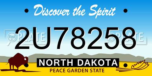 2U78258 North Dakota License Plate