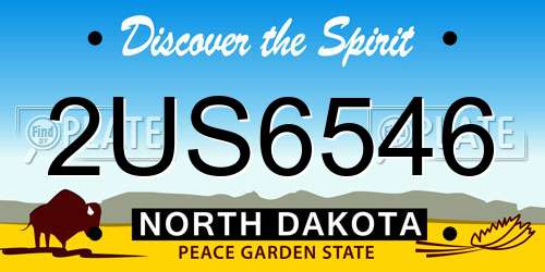 2US6546 North Dakota License Plate