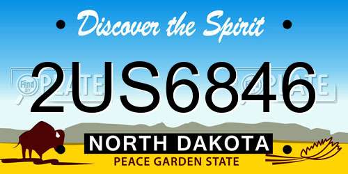 2US6846 North Dakota License Plate