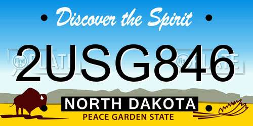 2USG846 North Dakota License Plate