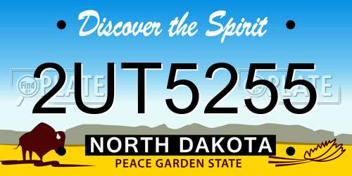 2UT5255 North Dakota License Plate