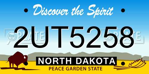 2UT5258 North Dakota License Plate