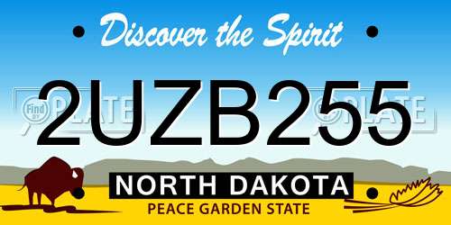 2UZB255 North Dakota License Plate