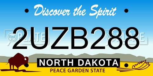 2UZB288 North Dakota License Plate