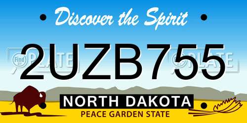 2UZB755 North Dakota License Plate