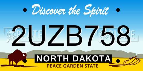 2UZB758 North Dakota License Plate