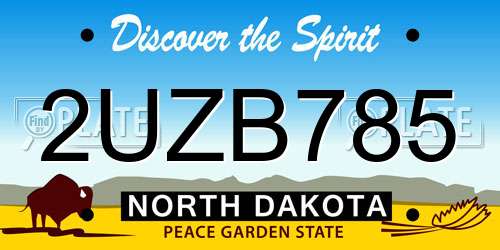 2UZB785 North Dakota License Plate