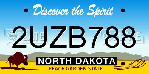 2UZB788 North Dakota License Plate