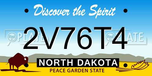 2V76T4 North Dakota License Plate