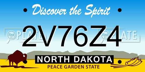 2V76Z4 North Dakota License Plate
