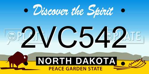 2VC542 North Dakota License Plate