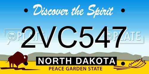 2VC547 North Dakota License Plate