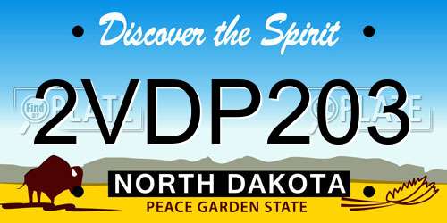 2VDP203 North Dakota License Plate