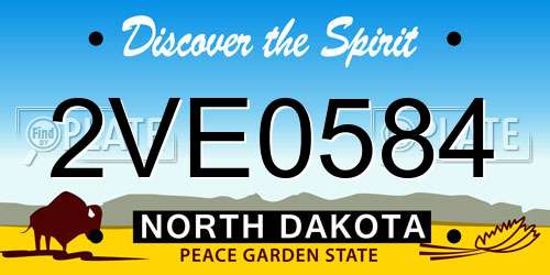 2VE0584 North Dakota License Plate