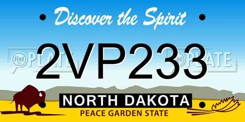 2VP233 North Dakota License Plate