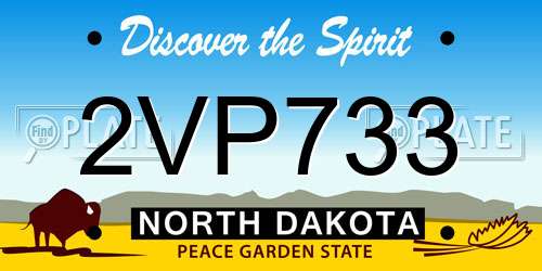2VP733 North Dakota License Plate