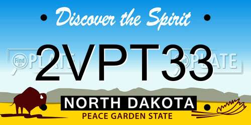 2VPT33 North Dakota License Plate