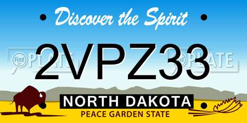 2VPZ33 North Dakota License Plate