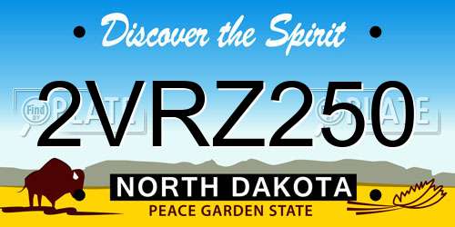 2VRZ250 North Dakota License Plate